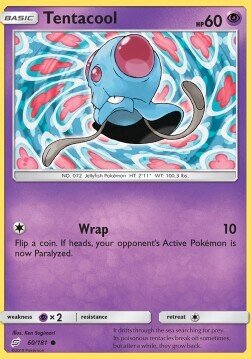 Carta pokemon Tentacool TEU 60-Team Up-C - lingua ITA-condizione NM reverse holo