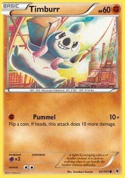 Carta pokemon Timburr (NVI 62)-Vittorie Regali-C - lingua ITA-condizione EX