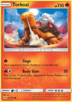 Carta pokemon Torkoal (SUM 23)-Sole e Luna-C - lingua ITA-condizione EX