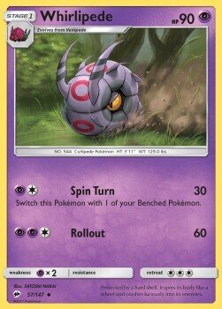 Carta pokemon Whirlipede (BUS 57)-Ombre Infuocate-U - lingua ITA-condizione NM