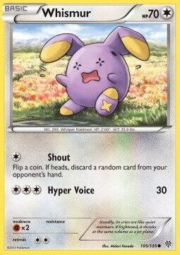 Carta pokemon Whismur (PLS 105)-Uragano Plasma-C - lingua ITA-condizione GD