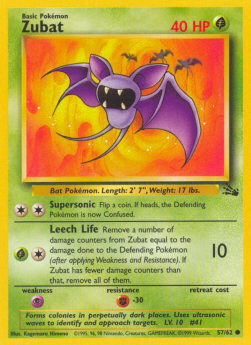 Carta pokemon Zubat (FO 57)-Fossil-C - lingua ITA-condizione LP