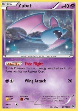 Carta pokemon Zubat (PLS 53)-Uragano Plasma-C - lingua ITA-condizione EX