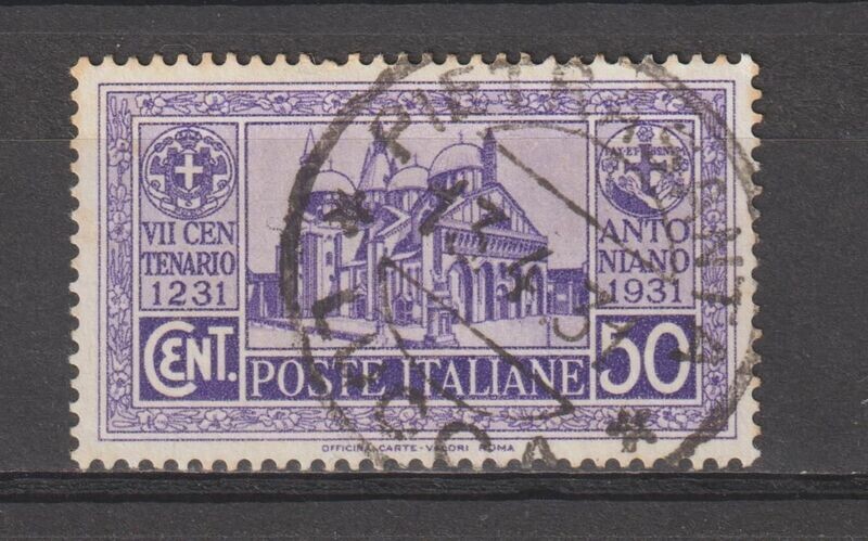 Francobollo - Regno Italia - 700°  St. Antonio da Padova - 50 C - 1931 - Usato
