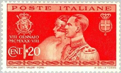 Francobollo - Regno Italia - Matrimonio Umberto Savoia - 20 C - 1930 - Usato