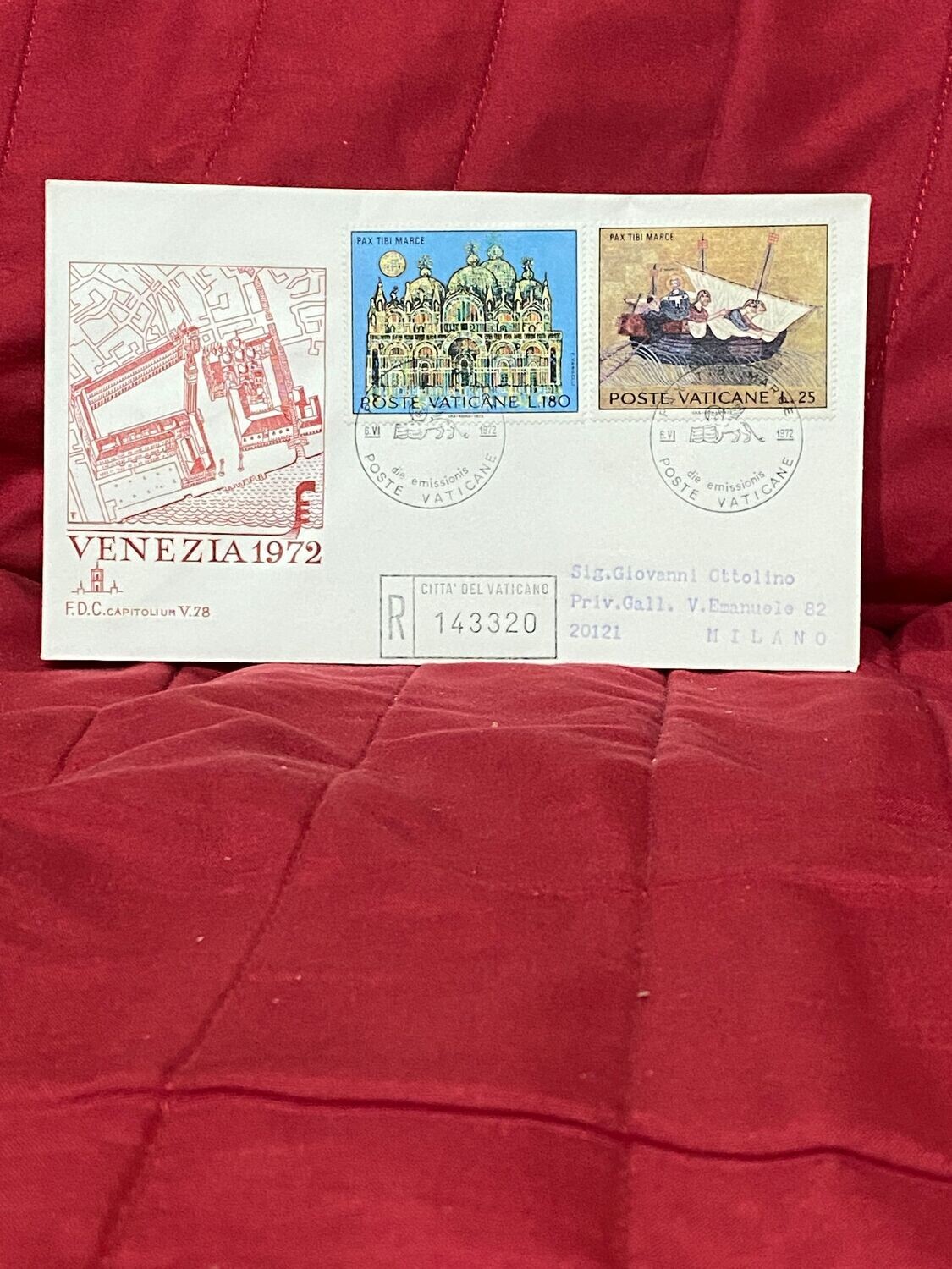 FDC Vaticano - Venezia 1972 - FDC Capitolium V.78 - L25+L180
