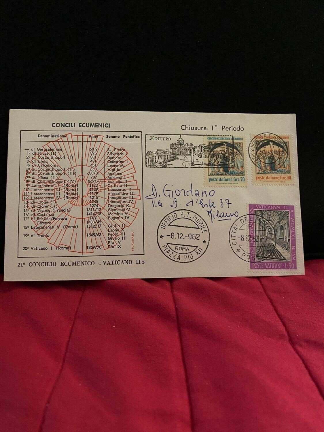 FDC Vaticano - Concili Ecumenici -FDC Filagrano (congiunta con Italia) - L70+L30+L30