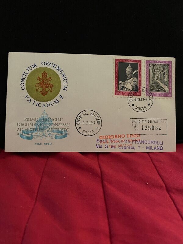 FDC Vaticano - Concilio Vaticano II inizio -FDC Rodia - L40+L30
