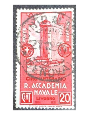Francobollo - Regno Italia - Accademia Navale - 20 C - 1931 - Usato