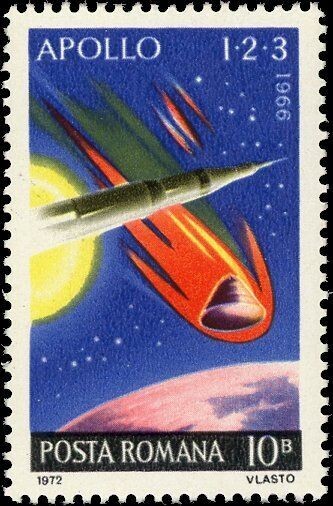 Francobollo - Romania - Programma Apollo - 10 Ban - 1972 -Usato