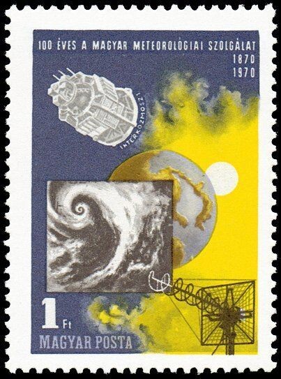 Francobollo - Ungheria - Anniversario Servizio Meteo - 1 Ft - 1970 - Usato