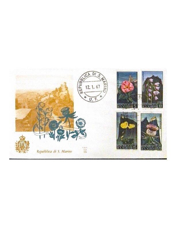 FDC Rep. San Marino - Fiori FDC ALA124 - 5+10+15+170 L - 1967 -
