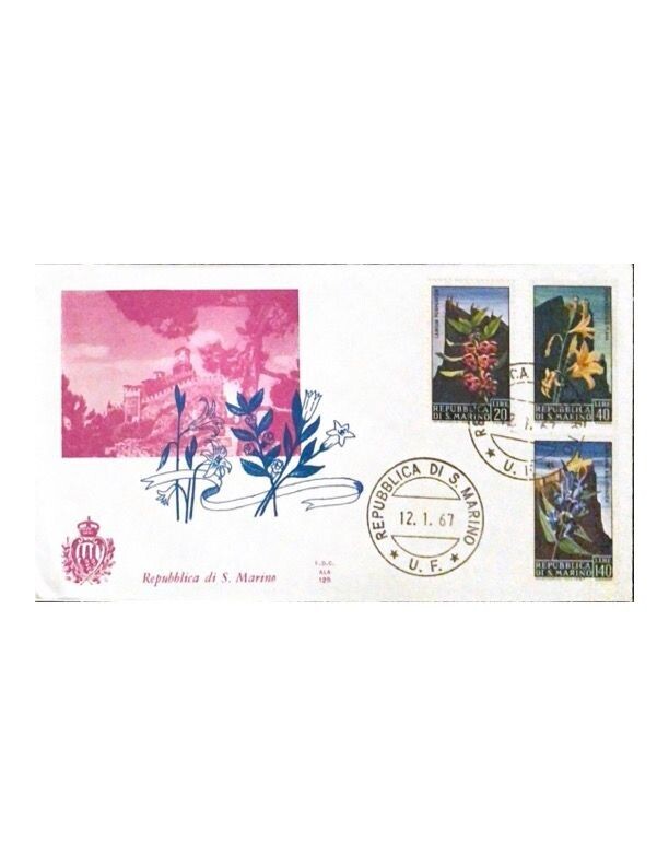 FDC Rep. San Marino - Fiori FDC ALA 125 - 20+40+140 L - 1967