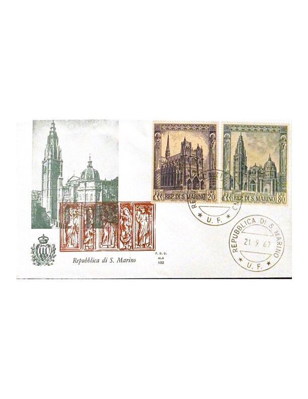 FDC Rep. San Marino - Cattedrali FDC ALA 132 - 20+80 L - 1967 -