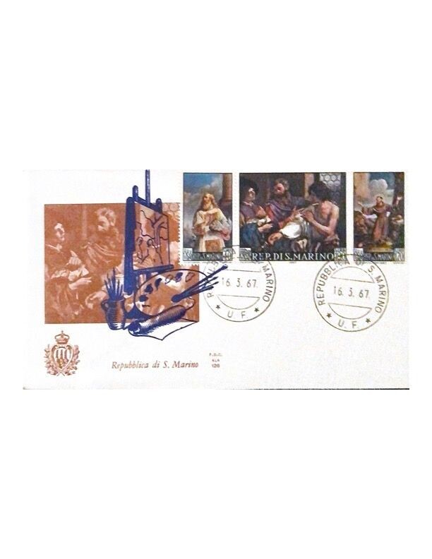 FDC Rep. San Marino - Quadri del Guercino FDC ALA 126 - 40+100+170 L - 1967