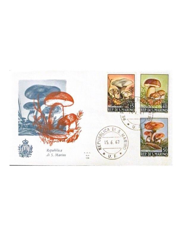 FDC Rep. San Marino - Funghi FDC ALA 128 - 15+40+50 L - 1967