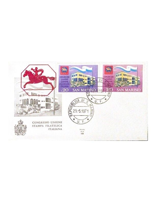 FDC Rep. San Marino - Unione stampa filatelica FDC ALA 166 - 20+180 L - 1971