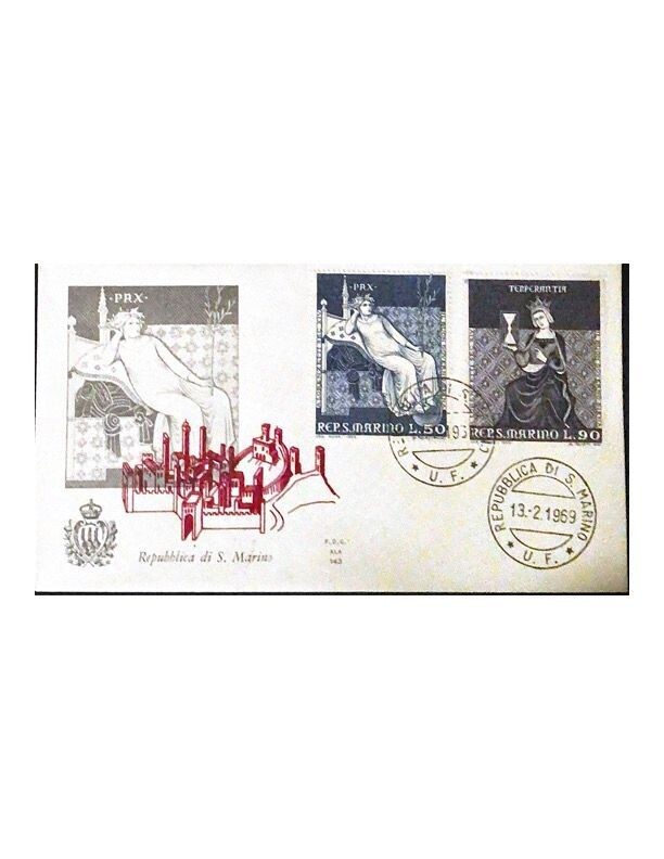 FDC Rep. San Marino - Affreschi Lorenzetti FCD ALA 143 - 50+90 L - 1969