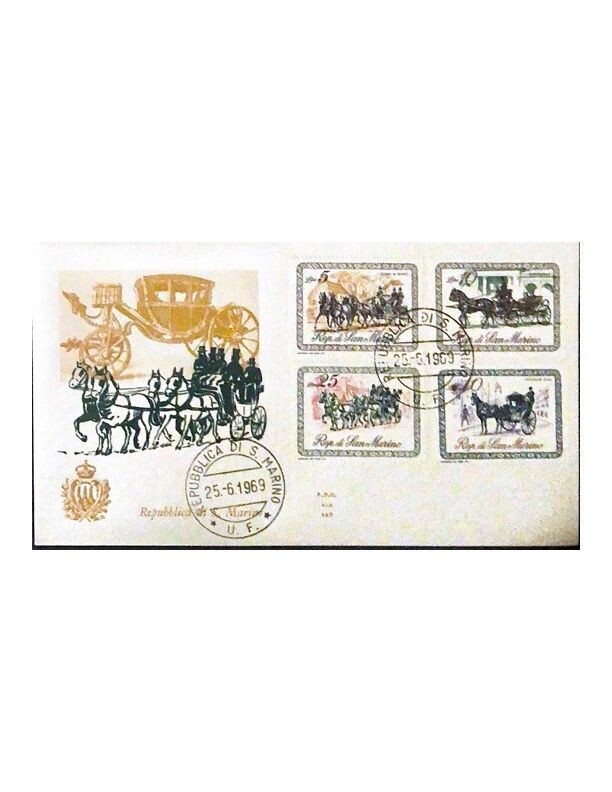 FDC Rep. San Marino - Carrozze FCD ALA 147 - 5+10+25+40 L - 1969