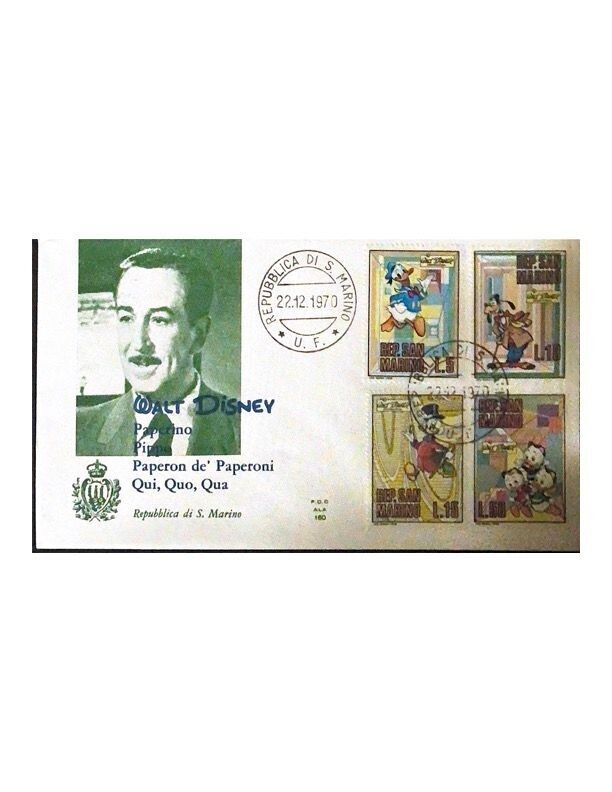 FDC Rep. San Marino - Walt disney FDC ALA 160 - 5+10+15+50 L - 1970