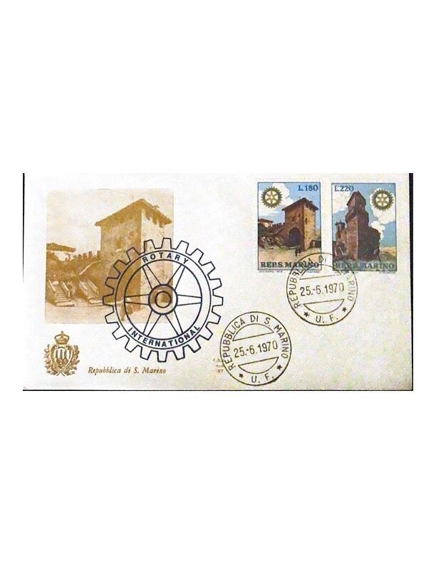 FDC Rep. San Marino - 40° anniversario Rotary FCD ALA 157 - 150+220 L - 1970