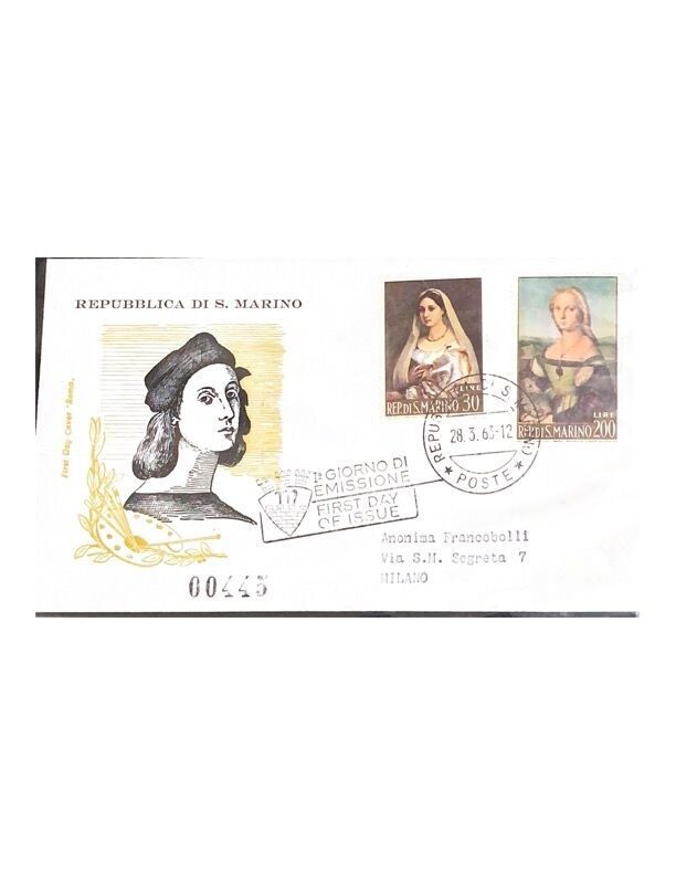 FDC Rep. San Marino - Raffaello Sanzio - 30+200 L - 1963