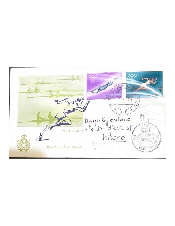 FDC Rep. San Marino - Olimpiadi Tokyo FDC ALA 91 - 30+70 L - 1964