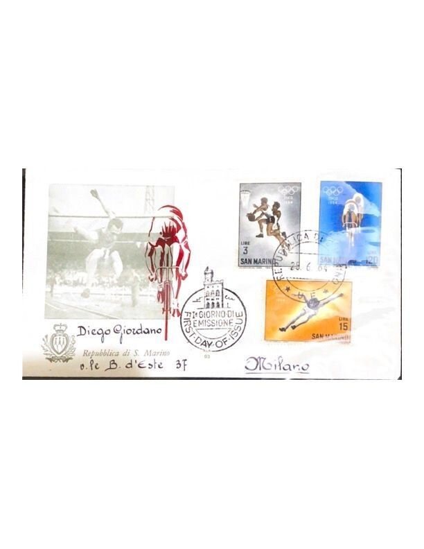 FDC Rep. San Marino - Olimpiadi Tokyo FDC ALA 93 - 3+120+15 L - 1964