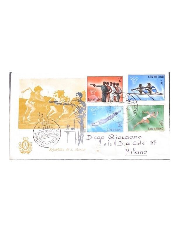 FDC Rep. San Marino - Olimpiadi Tokyo FDC ALA 94 - 4+5+30+70 L - 1964