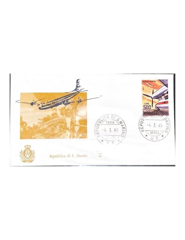 FDC Rep. San Marino - Rolls Royce Dart 527 FDC ALA 101 - 500 L - 1965