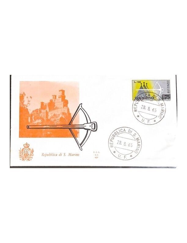 FDC Rep. San Marino - Espresso (balestra) FDC ALA 107 - 120 L - 1965