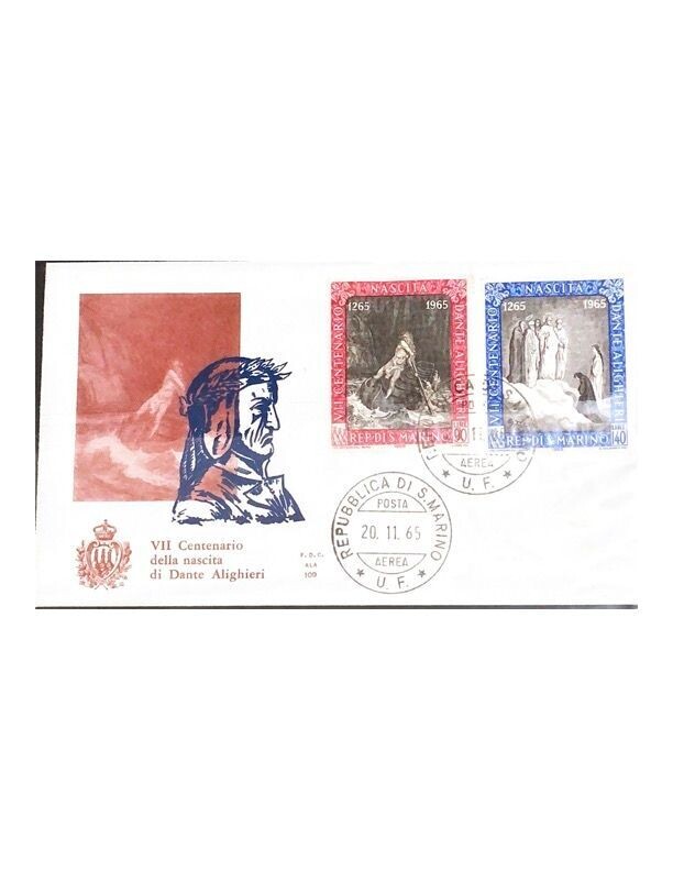 FDC Rep. San Marino - Dante Alighieri FDC ALA 109 - 90+140 L - 1965