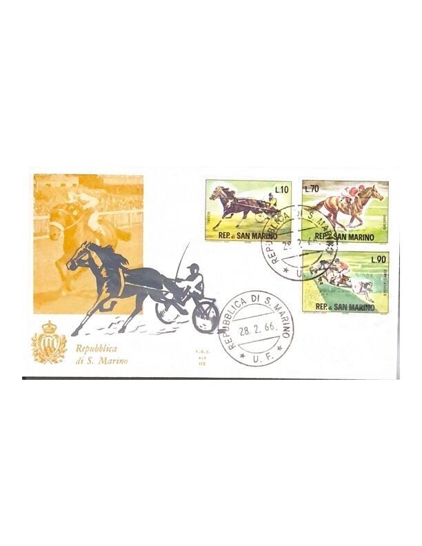 FDC Rep. San Marino - Sport Ippica FDC ALA 112 - 10+70+90 L - 1965