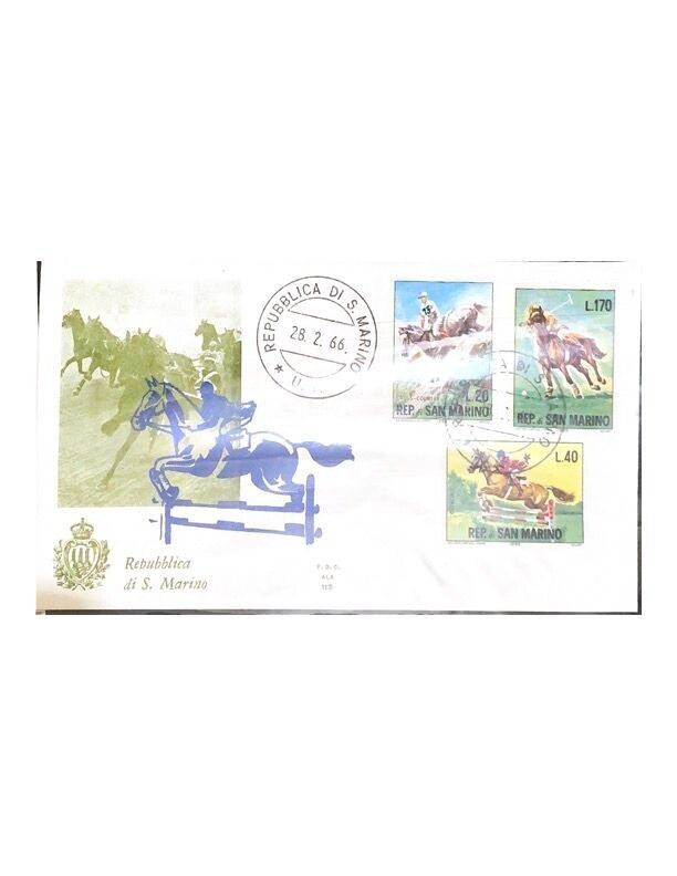 FDC Rep. San Marino - Sport Ippica FDC ALA 113 - 20+170+40 L - 1965