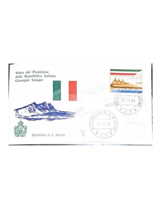 FDC Rep. San Marino - Visita del presidente Saragat FDC ALA 111 - 90+140 L-1965