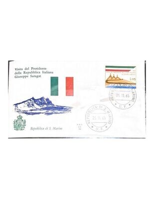FDC Rep. San Marino - Visita del presidente Saragat FDC ALA 111 - 90+140 L-1965