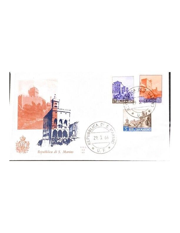 FDC Rep. San Marino - Paesaggi FDC ALA 117 - 15+140+5 L - 1966