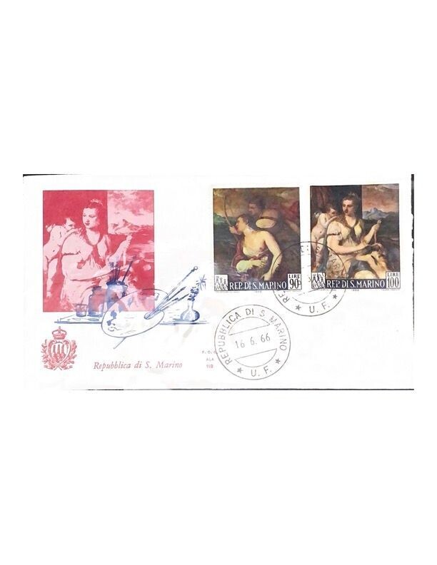 FDC Rep. San Marino - Dipinti di Tiziano FDC ALA 118 - 90+100 L - 1966