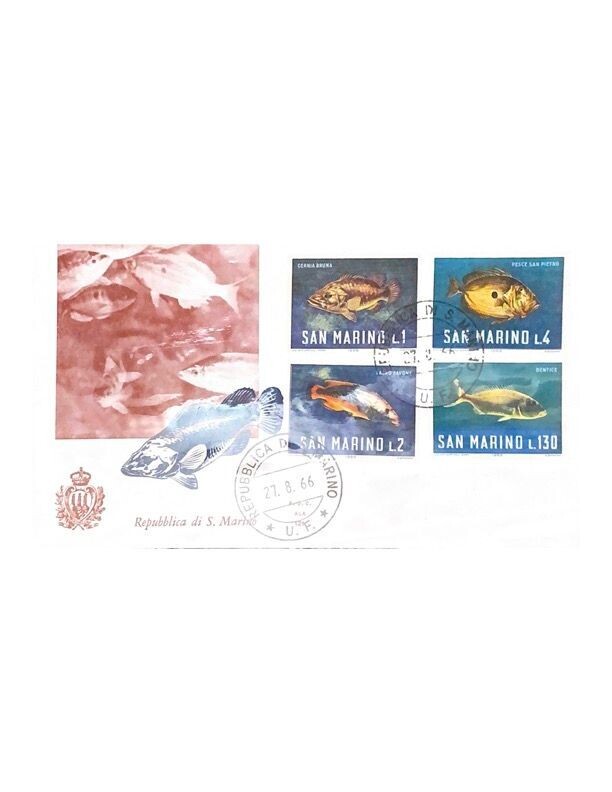 FDC Rep. San Marino - Pesci FDC ALA 121 - 1+4+2+130 L - 1966