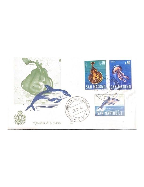 FDC Rep. San Marino - Pesci FDC ALA 120 - 40+90+3 L - 1966