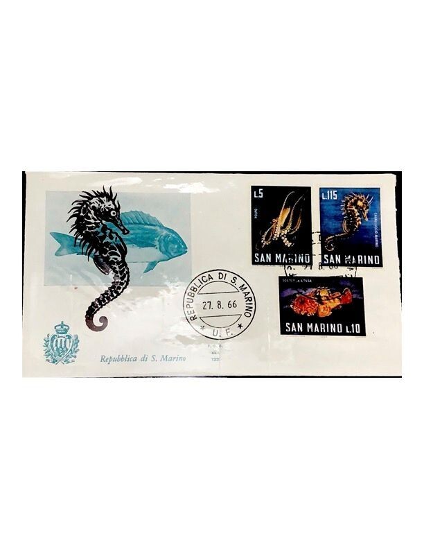 FDC Rep. San Marino - Pesci FDC ALA 122 - 5+115+10 L - 1966
