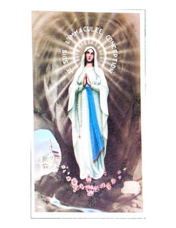Santino da collezione  - Beata Vergine Immacolata di Lourdes con preghiera-Usato