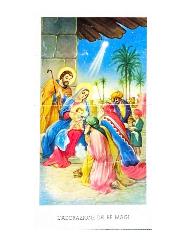 Santino da collezione  - L'adorazione dei re Magi + preghiera-Usato