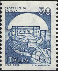Francobollo Usato Rep. Italiana 1985 50 Lire Castello di Scilla