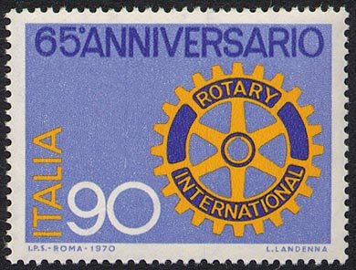 Francobollo Usato Rep. Italiana 1970 65^ ANNIVERSARIO DEL ROTARY CLUB 90 Lire