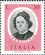 Francobollo Usato Rep. Italiana 1973 UOMINI ILLUSTRI: 1^ EM. VERROCCHIO