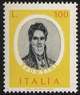 Francobollo Usato Rep. Italiana 1975 UOMINI ILLUSTRI: GASPARE SPONTINI