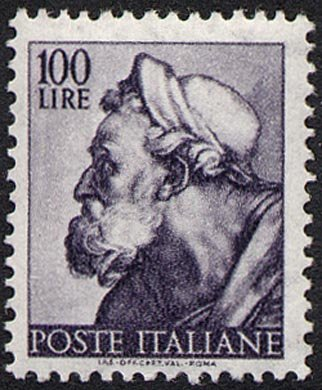 Francobollo Usato Rep. Italiana 1961 LIRE 100 MICHELANGIOLESCA