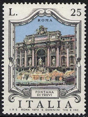 Francobollo Usato Rep. Italiana 1973 FONTANE: 1^ EMISSIONE - ROMA Francobollo Usato Rep. Italiana 1973 FONTANE: 1^ EMISSIONE - ROMA