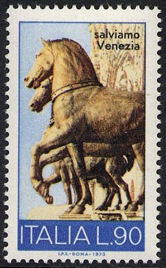 Francobollo Usato Rep. Italiana 1973 SALVIAMO VENEZIA 90 Lire